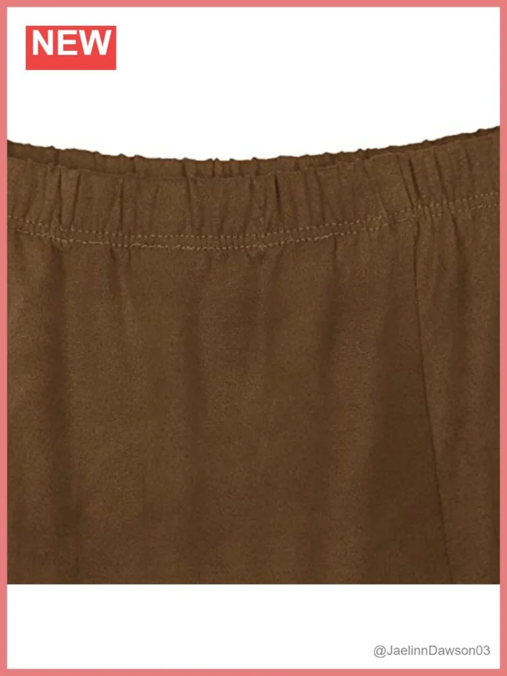 Faux Suede Elastic Waist Midi A-Line Flowy Skirt